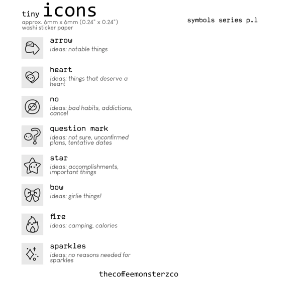 Tiny Icons - Symbols (washi paper)