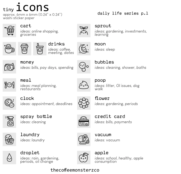 Tiny Icons - Daily Life (washi paper)