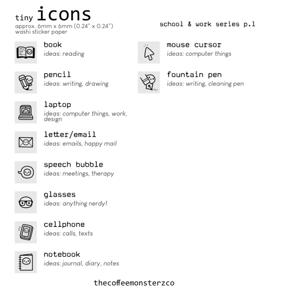 Tiny Icons - School & Work (washi paper)