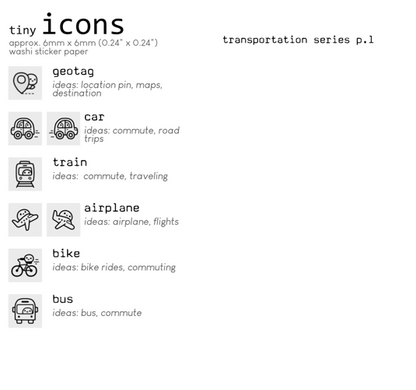 Tiny Icons - Transportation (washi paper)