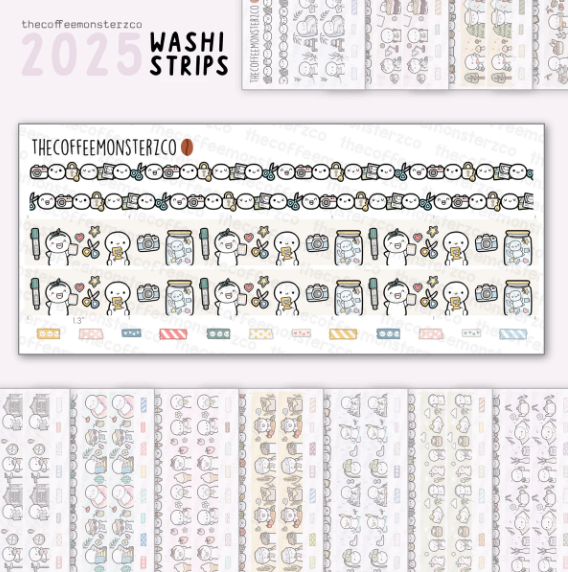 2025 Coordinating Washi Strips (Jan - Dec)