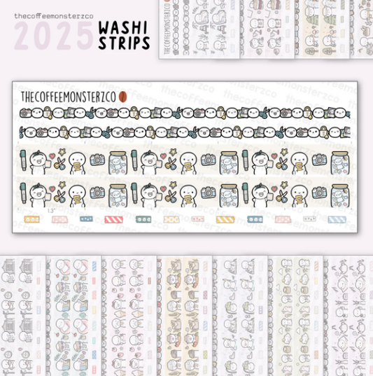 2025 Coordinating Washi Strips (Jan - Dec)