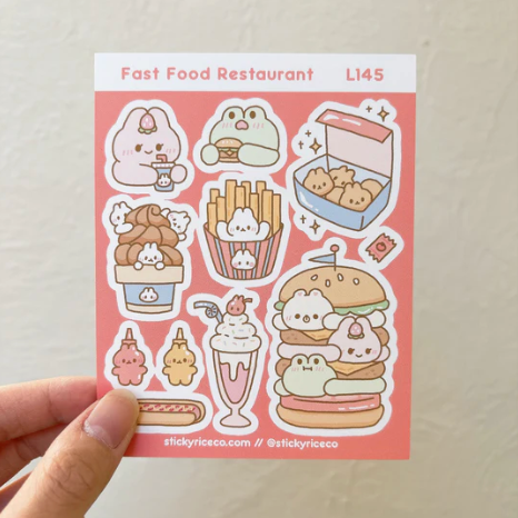 Fast food restaurant sticker sheet