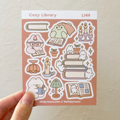 Cozy Library sticker sheet