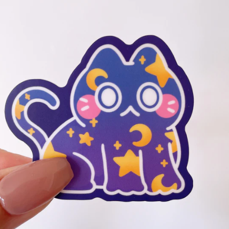 Starry night cat sticker