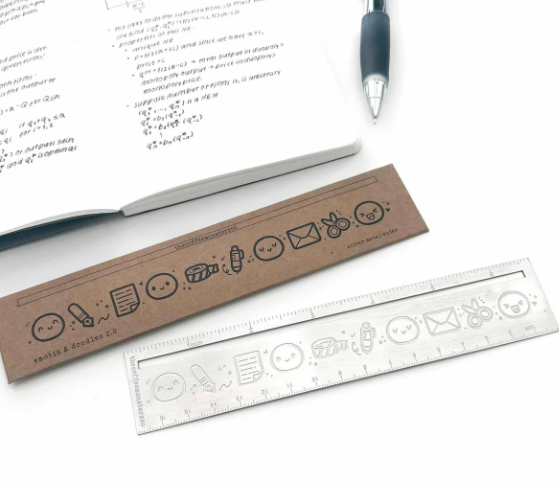 Silver Emotis & Doodles 2.0 - Emoti Metal Ruler