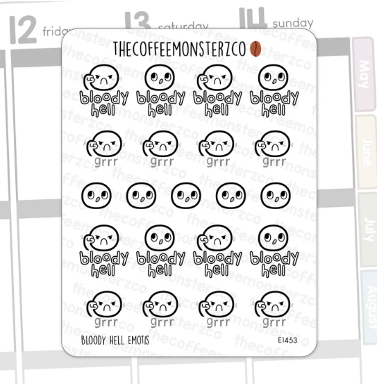 Bloody Hell Emotis Sticker Sheet