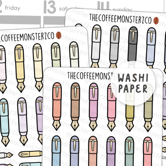 Large Fountain Pen Doodles Sticker Sheet