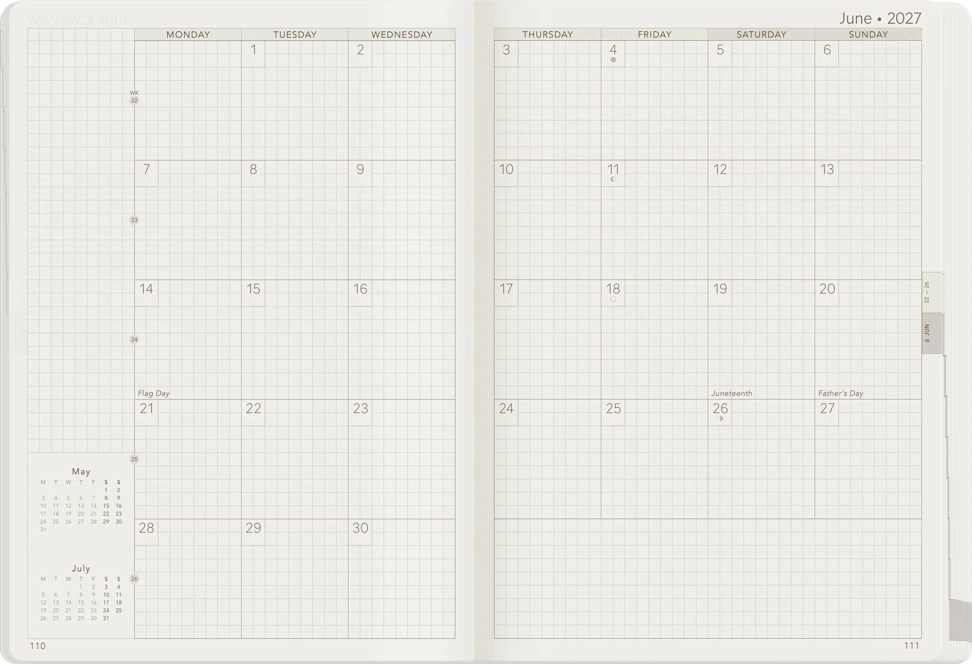 Wonderland222 A5 2027 Weekly Planner Core Horizontal