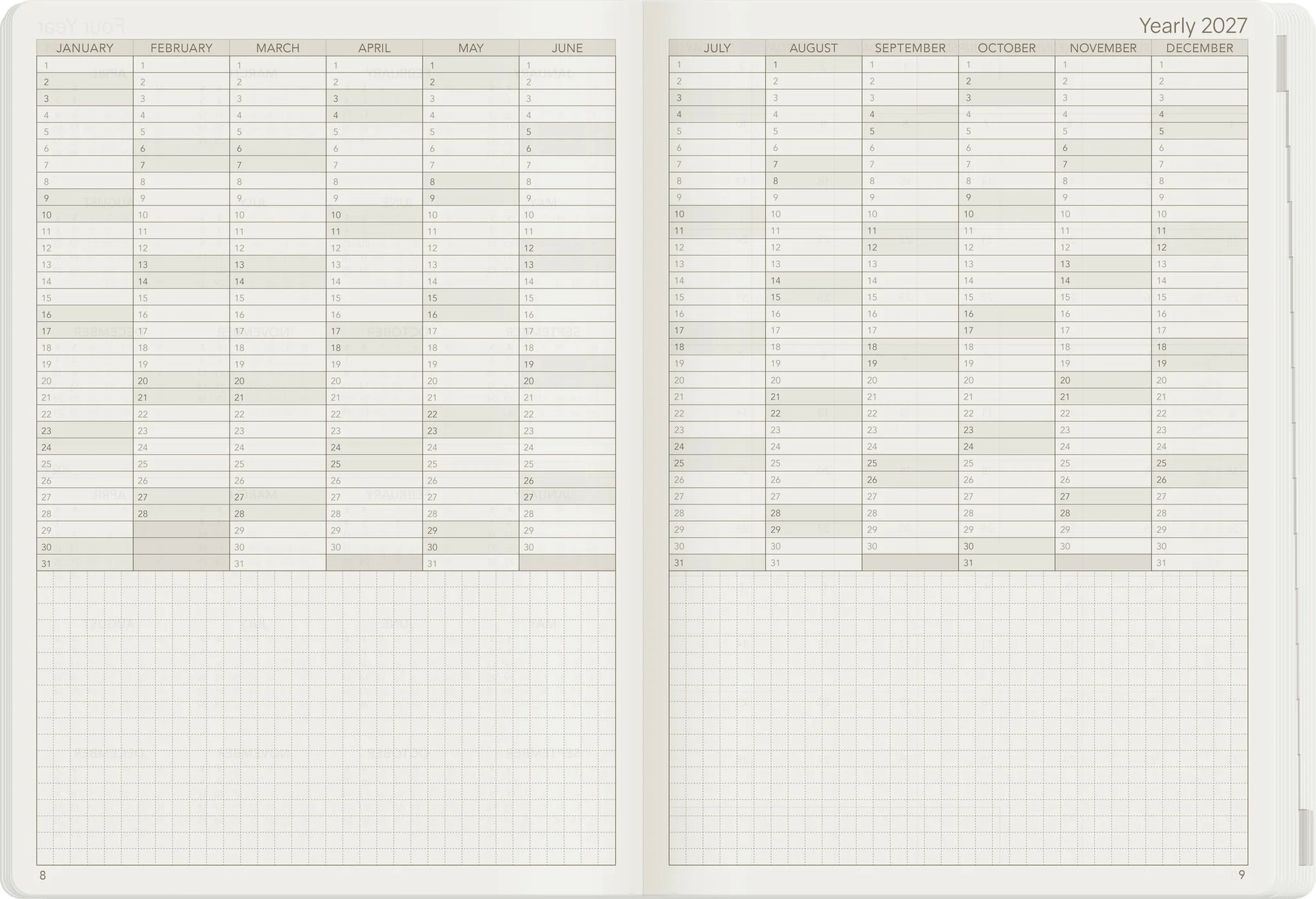 Wonderland222 A5 2027 Weekly Planner Core Horizontal