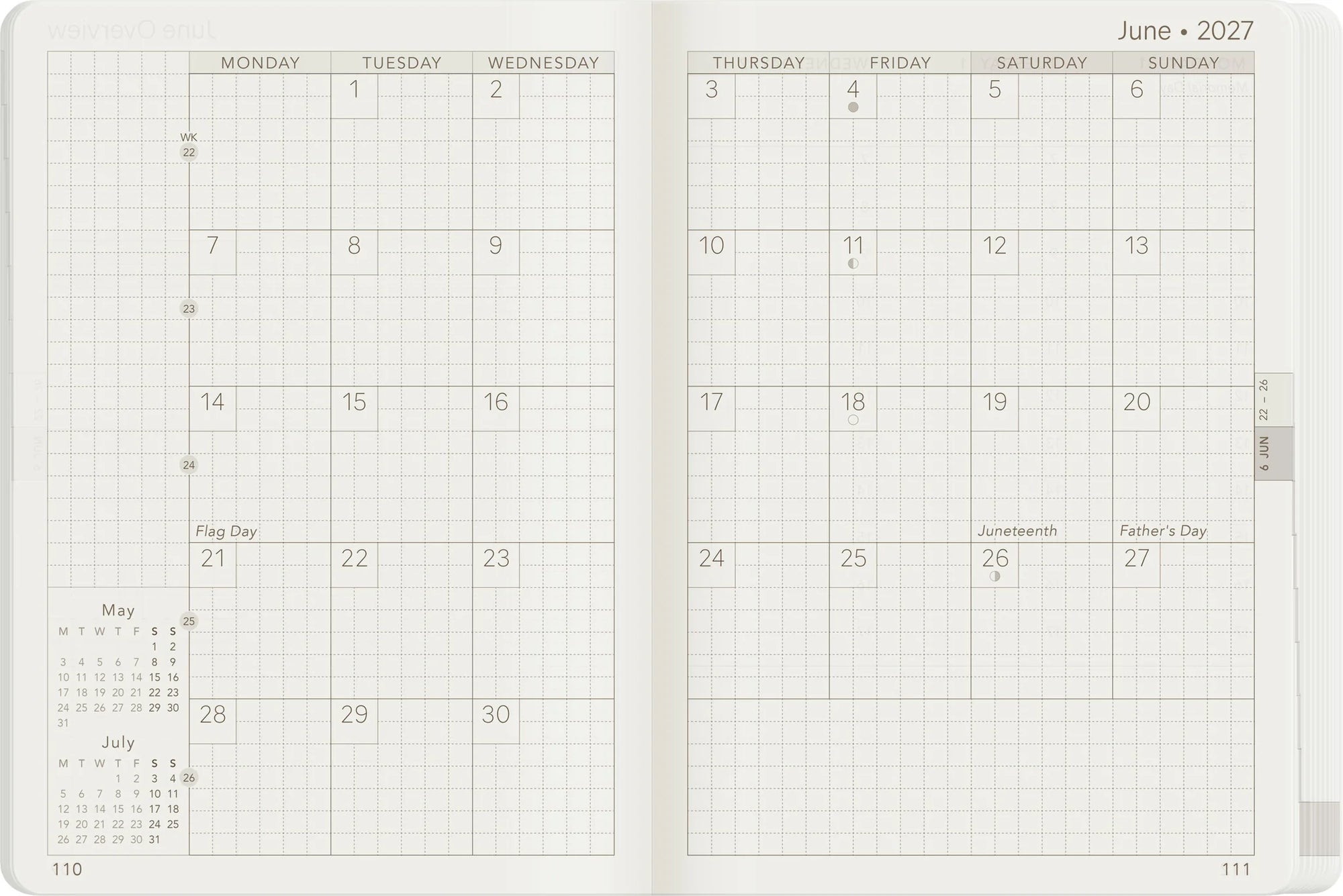 Wonderland222 A6 2027 Weekly Planner All-in-One Stacked Weekends