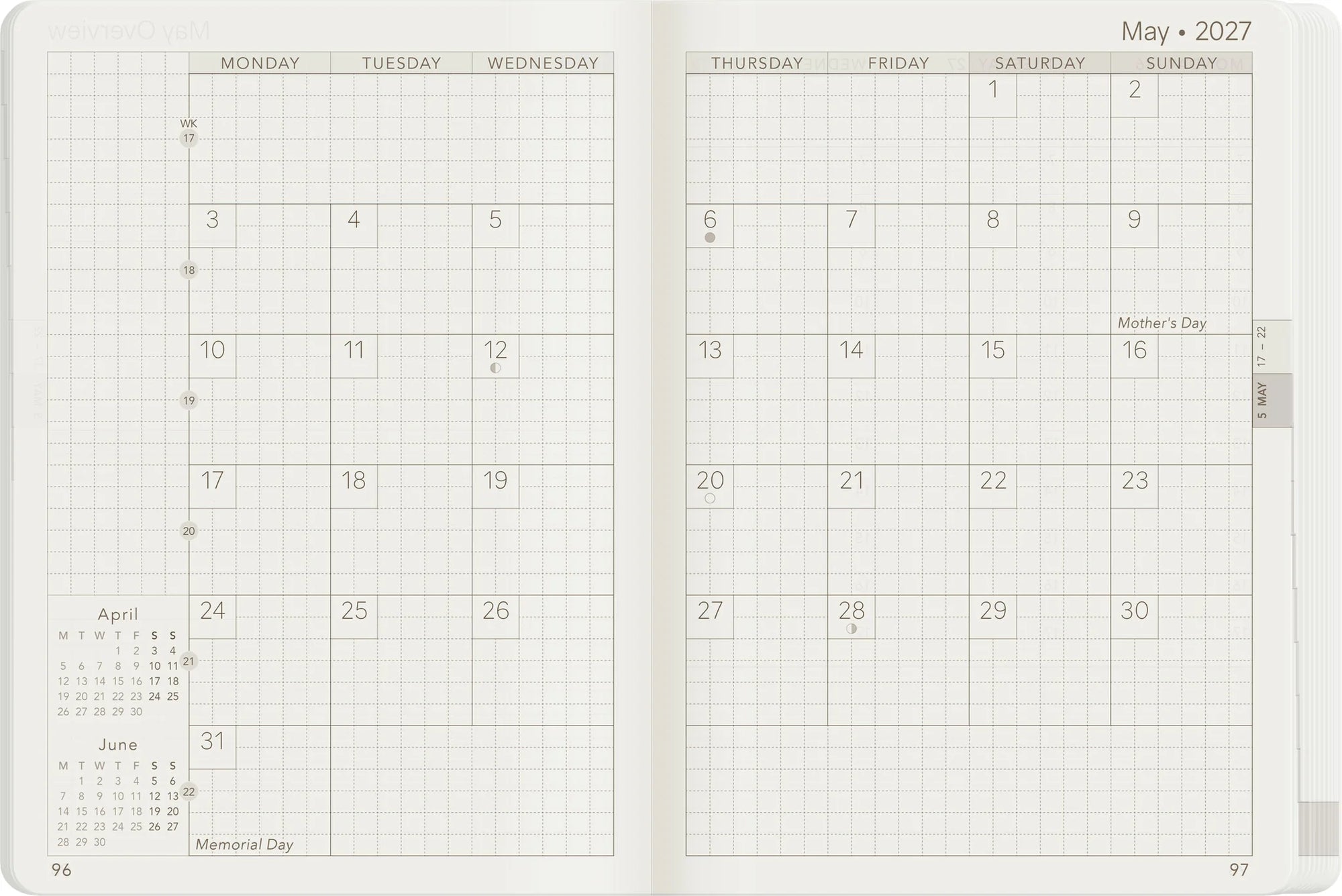 Wonderland222 A6 2027 Weekly Planner All-in-One Stacked Weekends