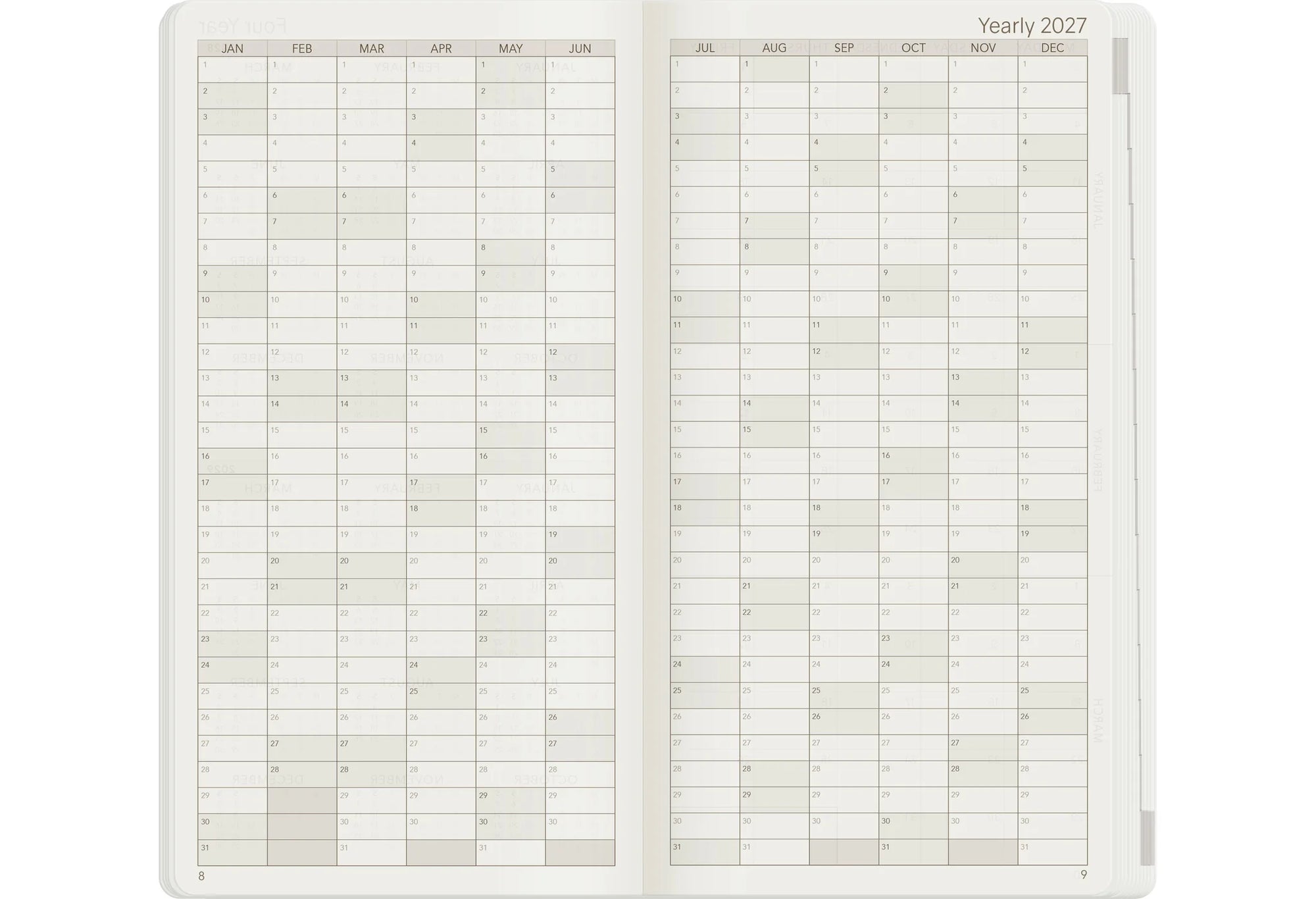 Wonderland222 W1 2027 Weekly Planner Core Stacked Weekends