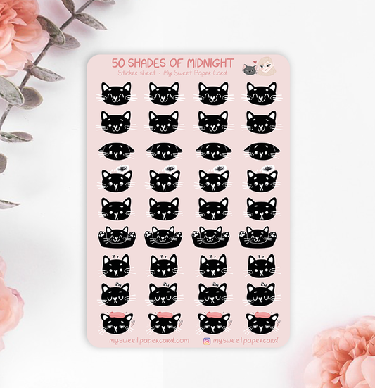 Midnight mood stickers - cat planner stickers