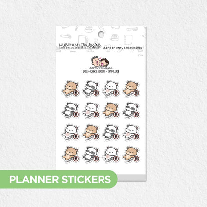 Self-Care Bear - Unplug Planner Stickers