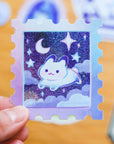 Starry Night and a Rabbit Stamp Vinyl Sticker
