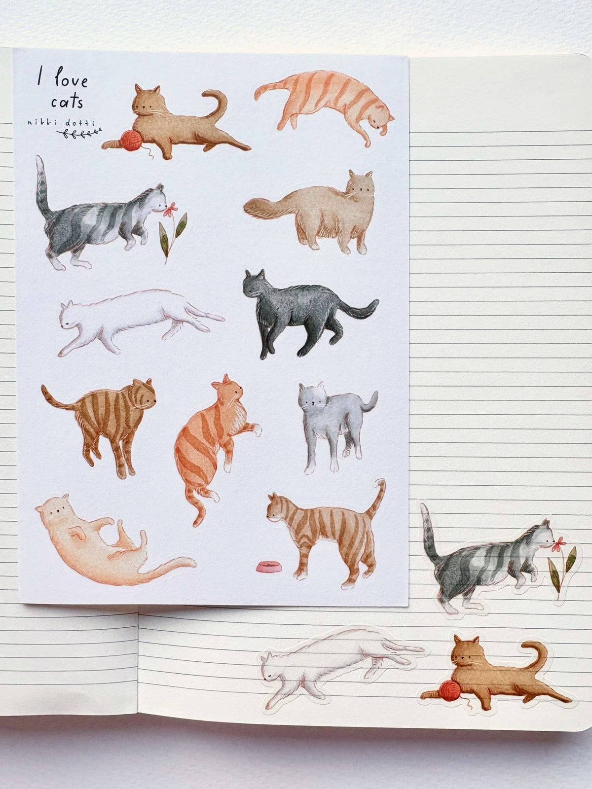 I Love Cats Sticker Sheet
