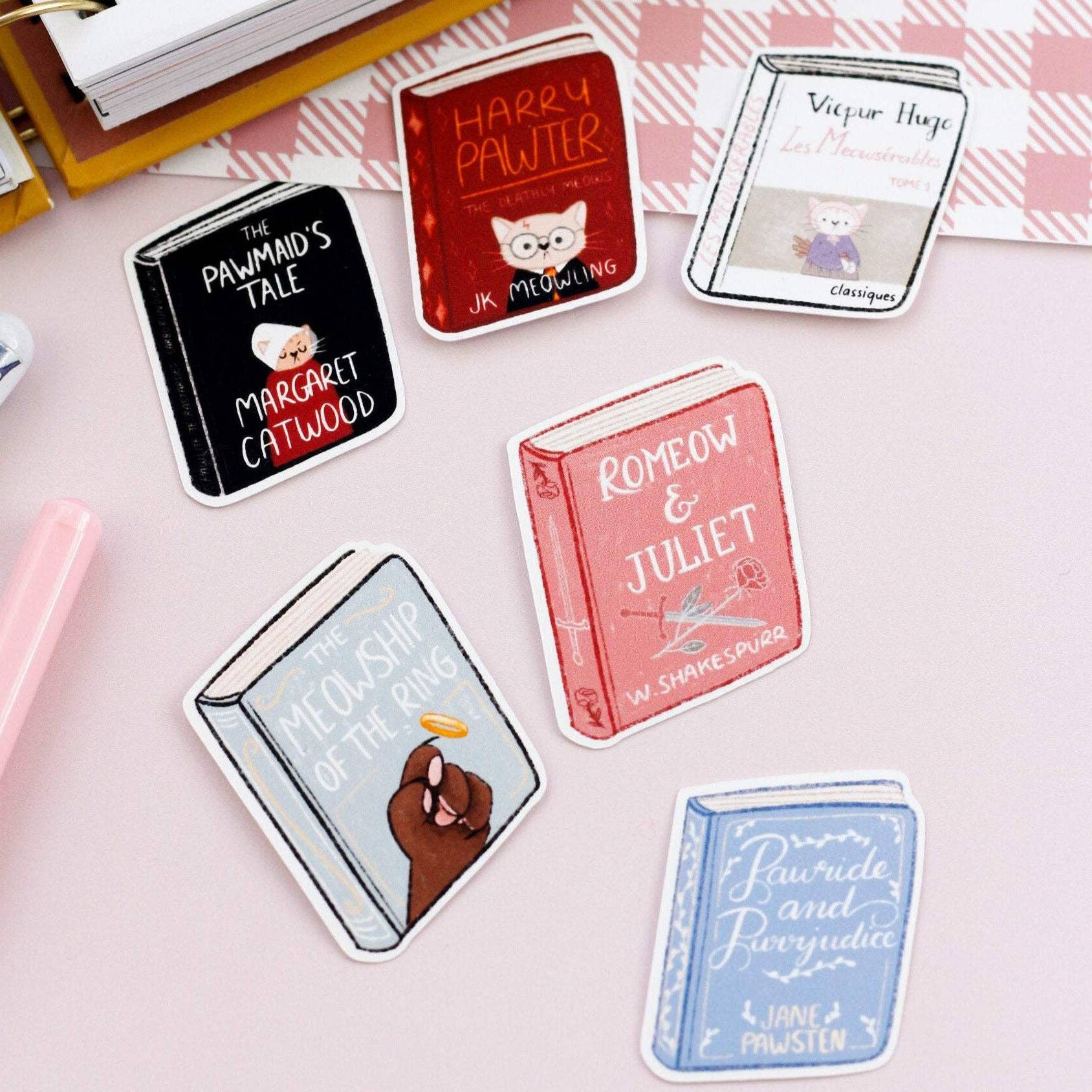 Punny Cat Book Sticker Set