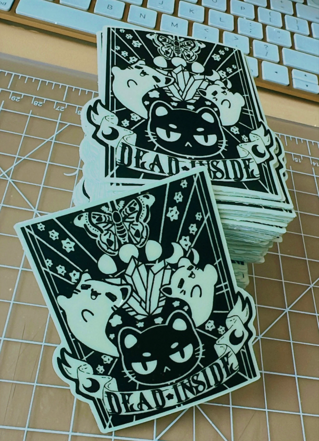 Dead Inside Glow in the Dark Kitty Vinyl Sticker