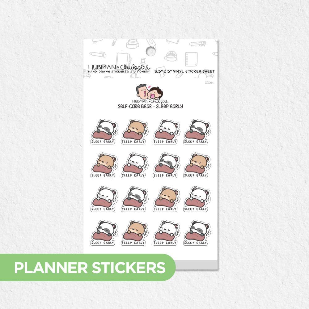 Self-Care Bear - Sleep Early Planner Stickers