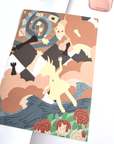 Full A6 Alice in Wonderland washi sticker page with Alice, playing cards, chess pieces and roses