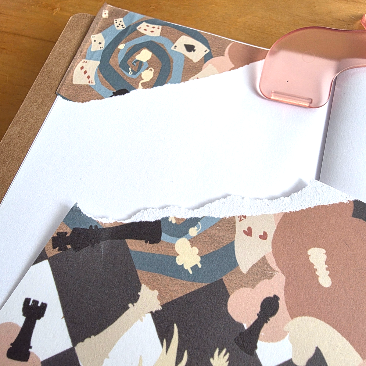 Alice washi sticker page torn into pieces and used to decorate a journal