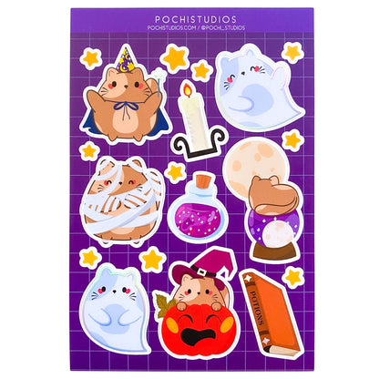 Cute Cat Halloween Holographic Vinyl Matte Sticker Sheet