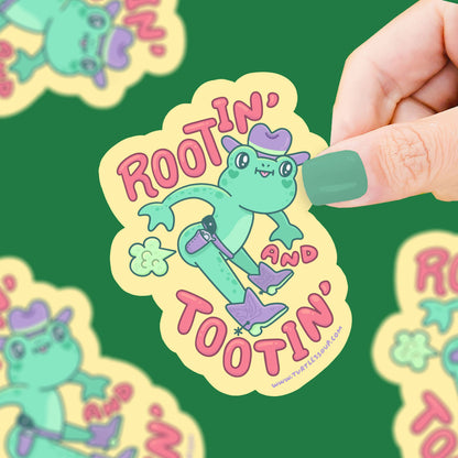 Rootin and Tootin Farting Frog Funny Vinyl Sticker