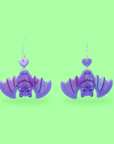 Hanging Bat Acetate Dangle Earrings