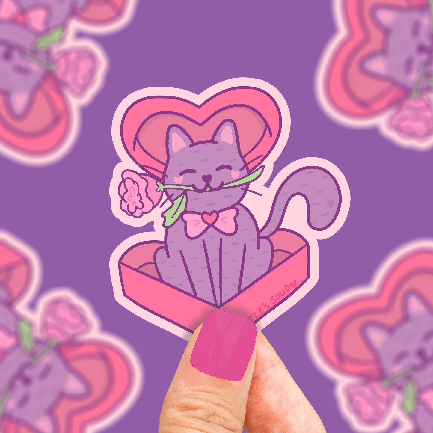 Chocolate Cat Valentine Buddies Vinyl Sticker