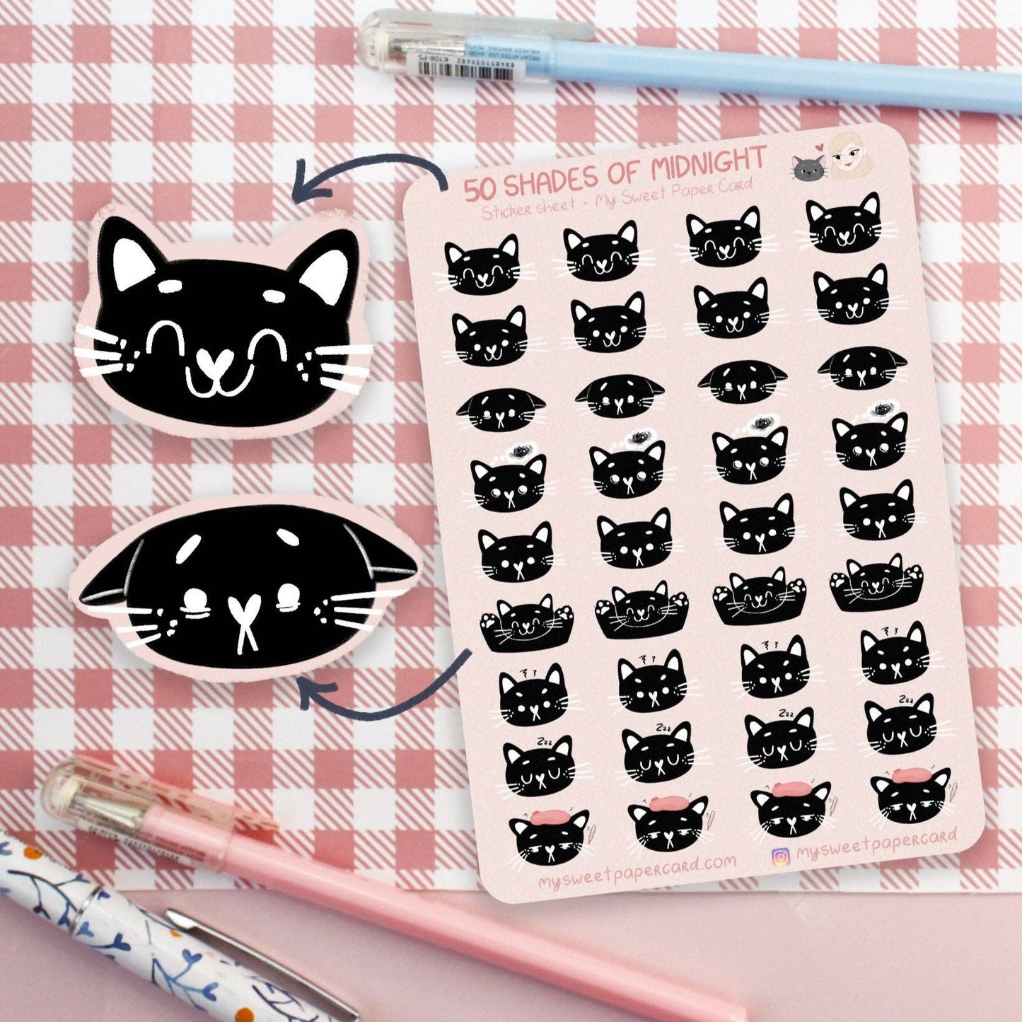 Midnight mood stickers - cat planner stickers