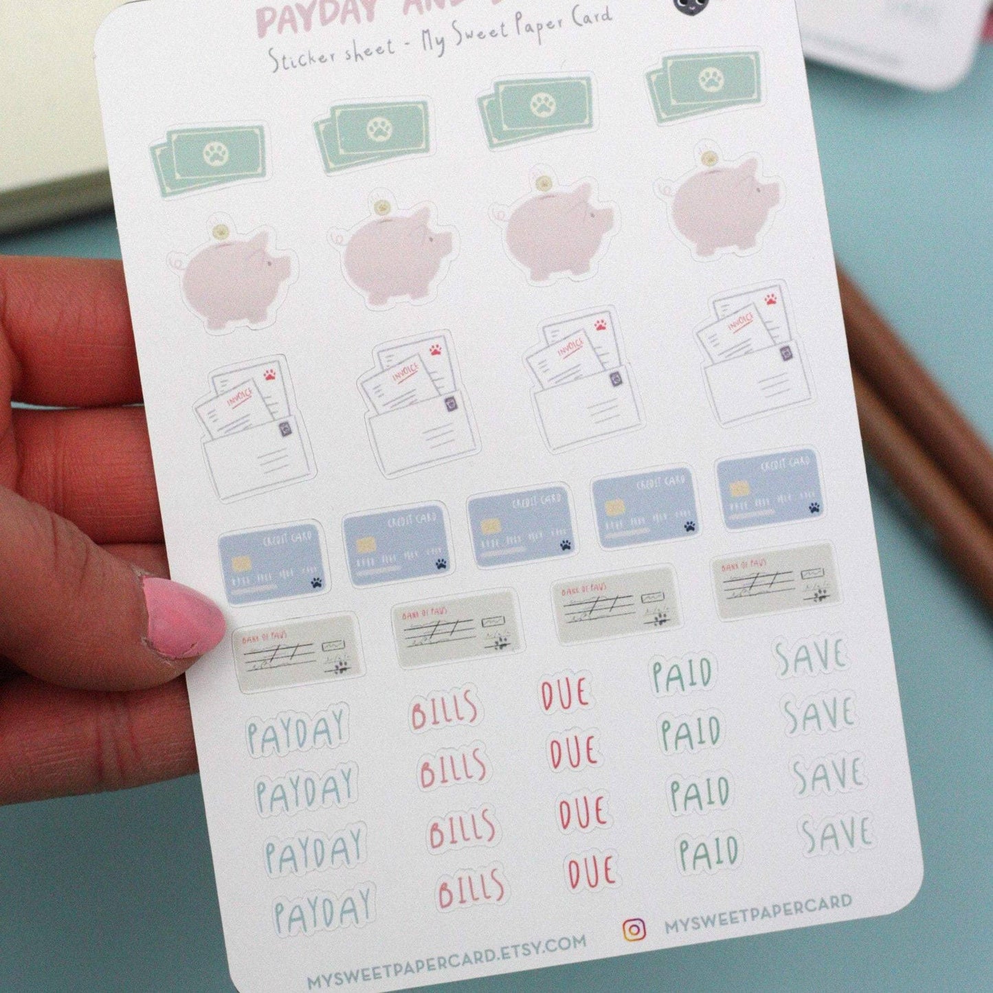 Budget stickers - Payday stickers - Cat planner stickers