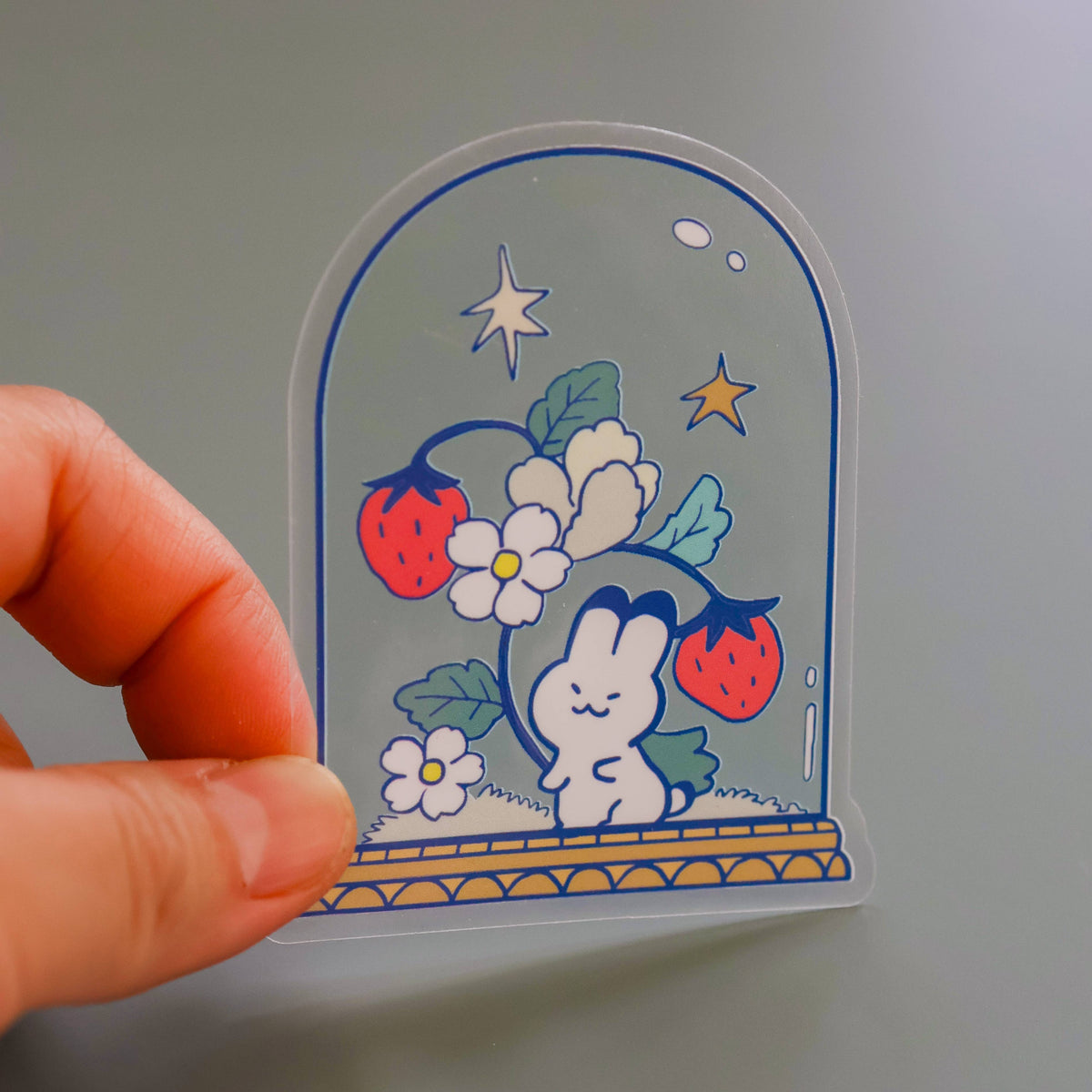 Strawberry Garden Dome Transparent Vinyl Sticker