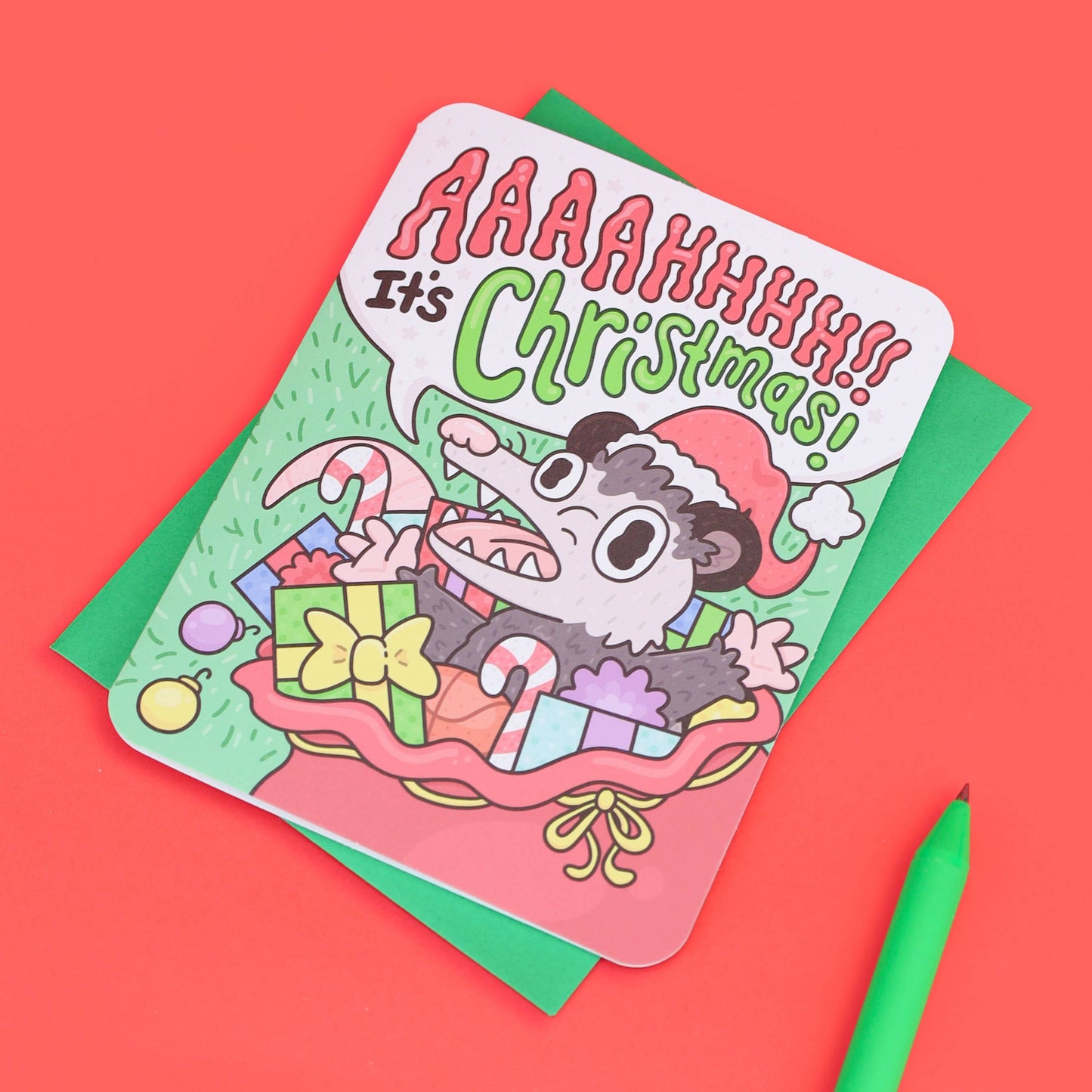 Ahhh It’s Christmas Opossum Holiday Greeting Card