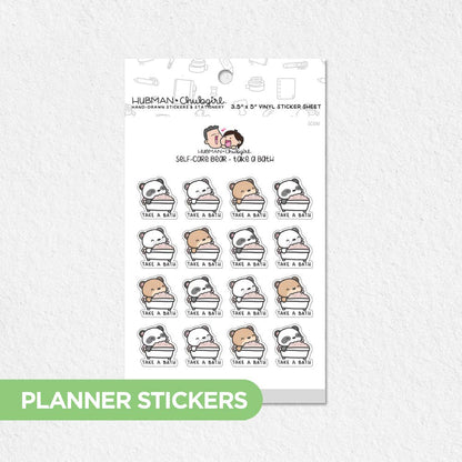 Self-Care Bear - Take a Bath Planner Stickers