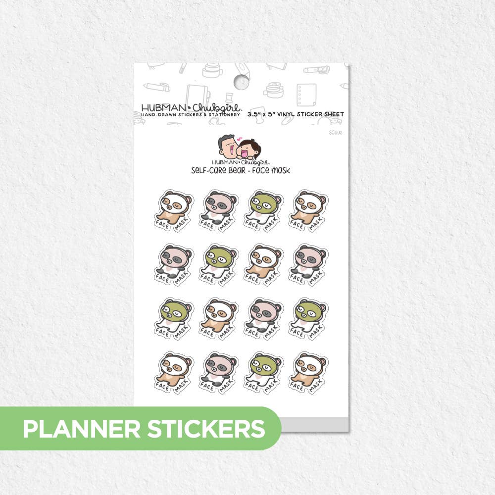 Self-Care Bear - Face Mask Planner Stickers