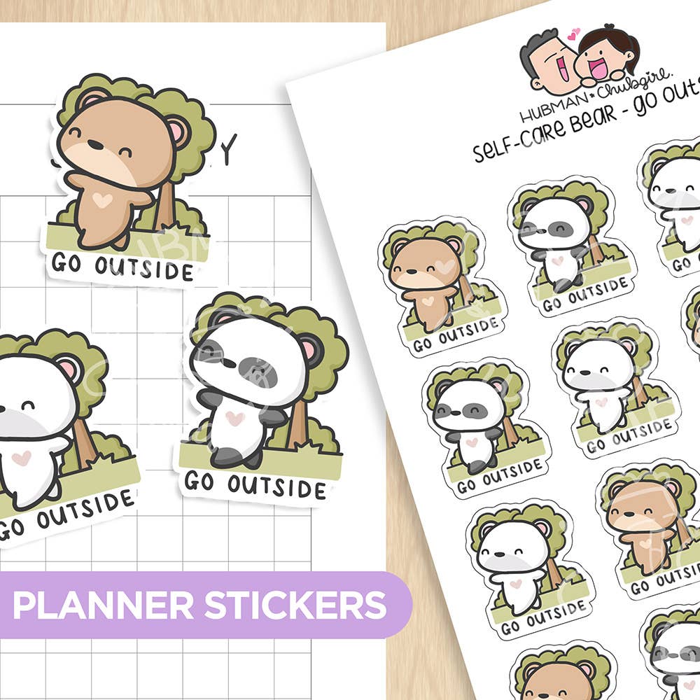 Self-Care Bear - Go Outside Planner Stickers