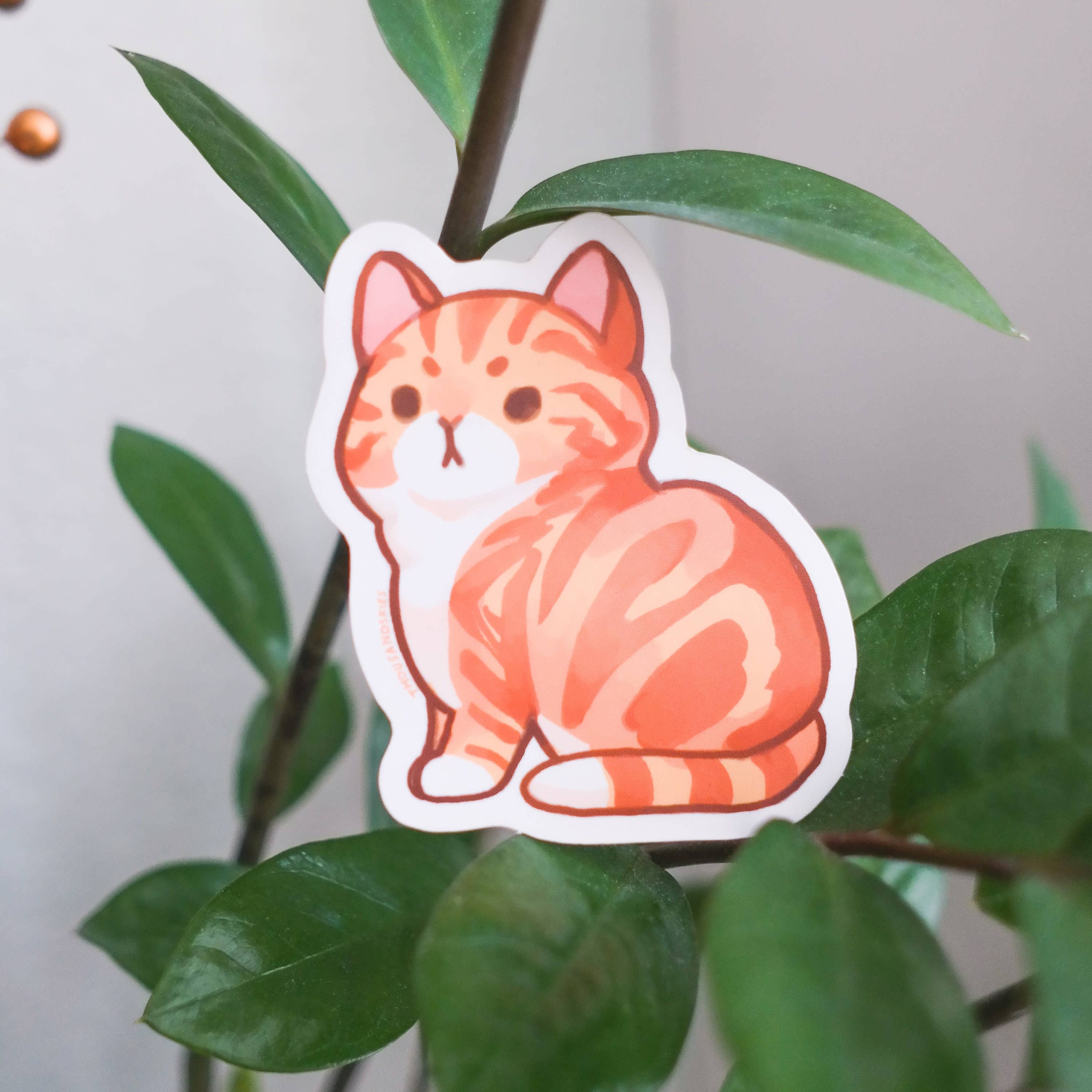 Red Marble Classic Tabby Cat Vinyl Sticker – Suteki Stickers