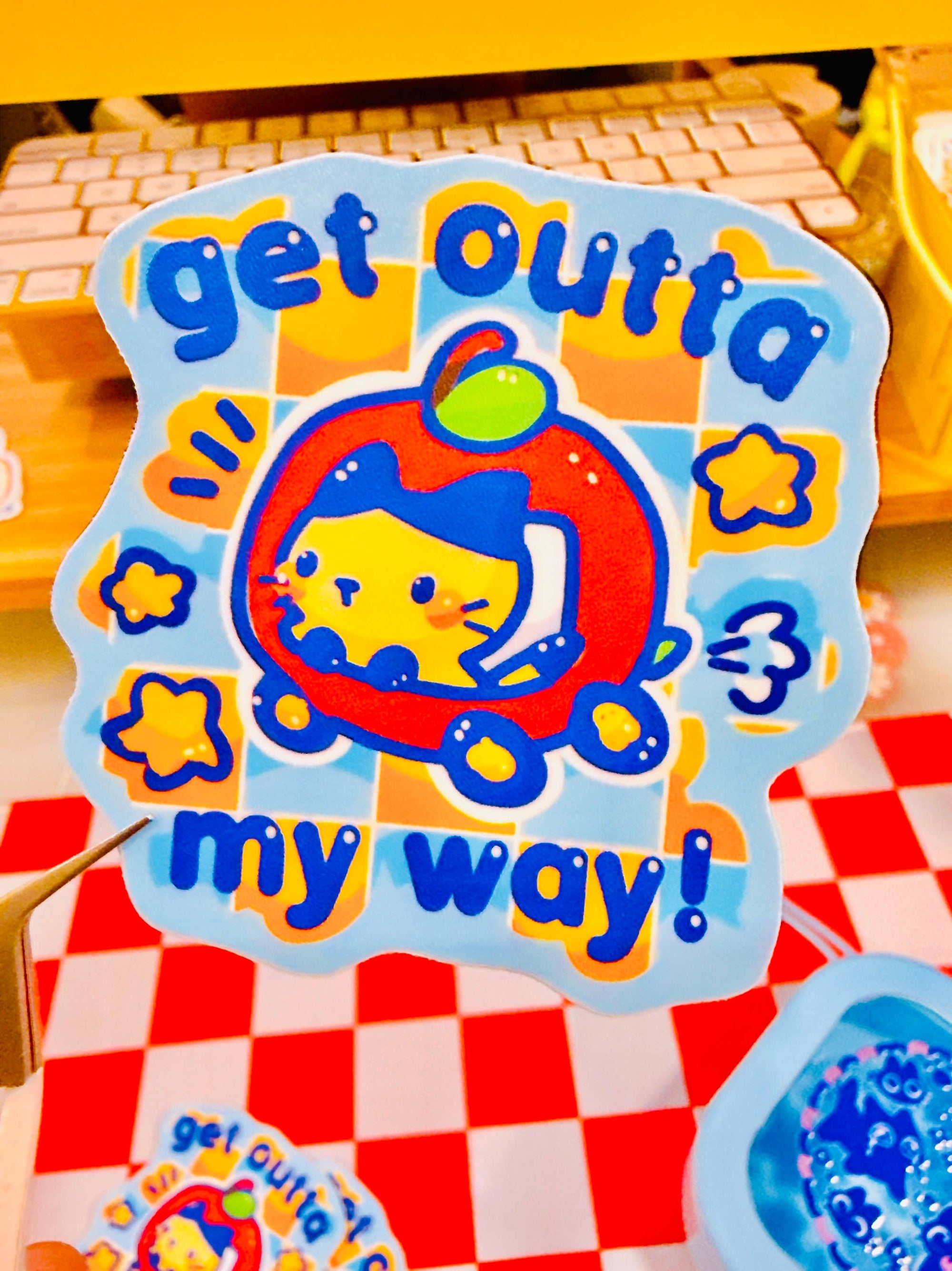 Get Outta My Way Apple Cat Sticker