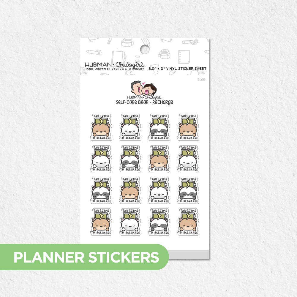 Self-Care Bear - Recharge Planner Stickers