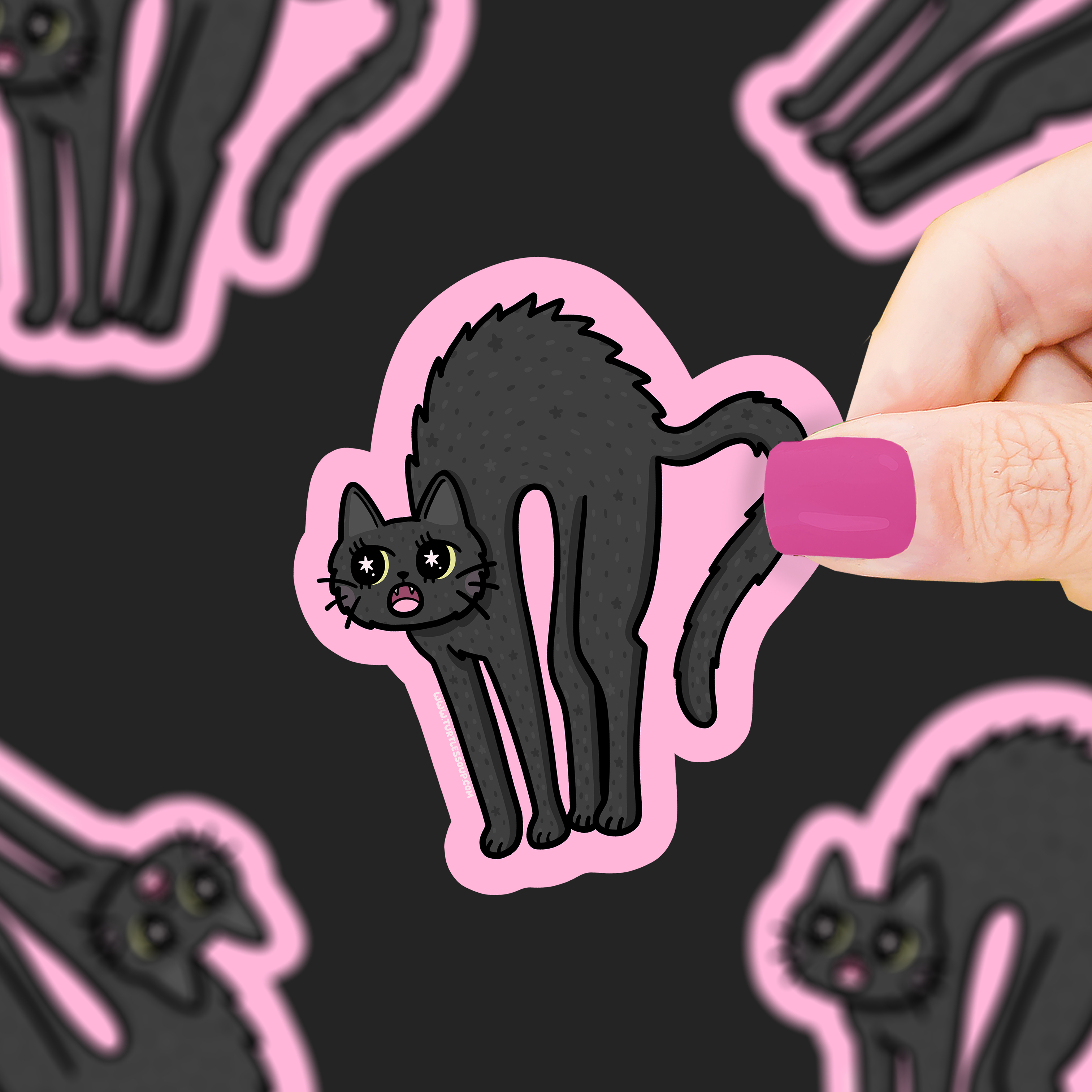 Scared Black Cat Sticker – Suteki Stickers