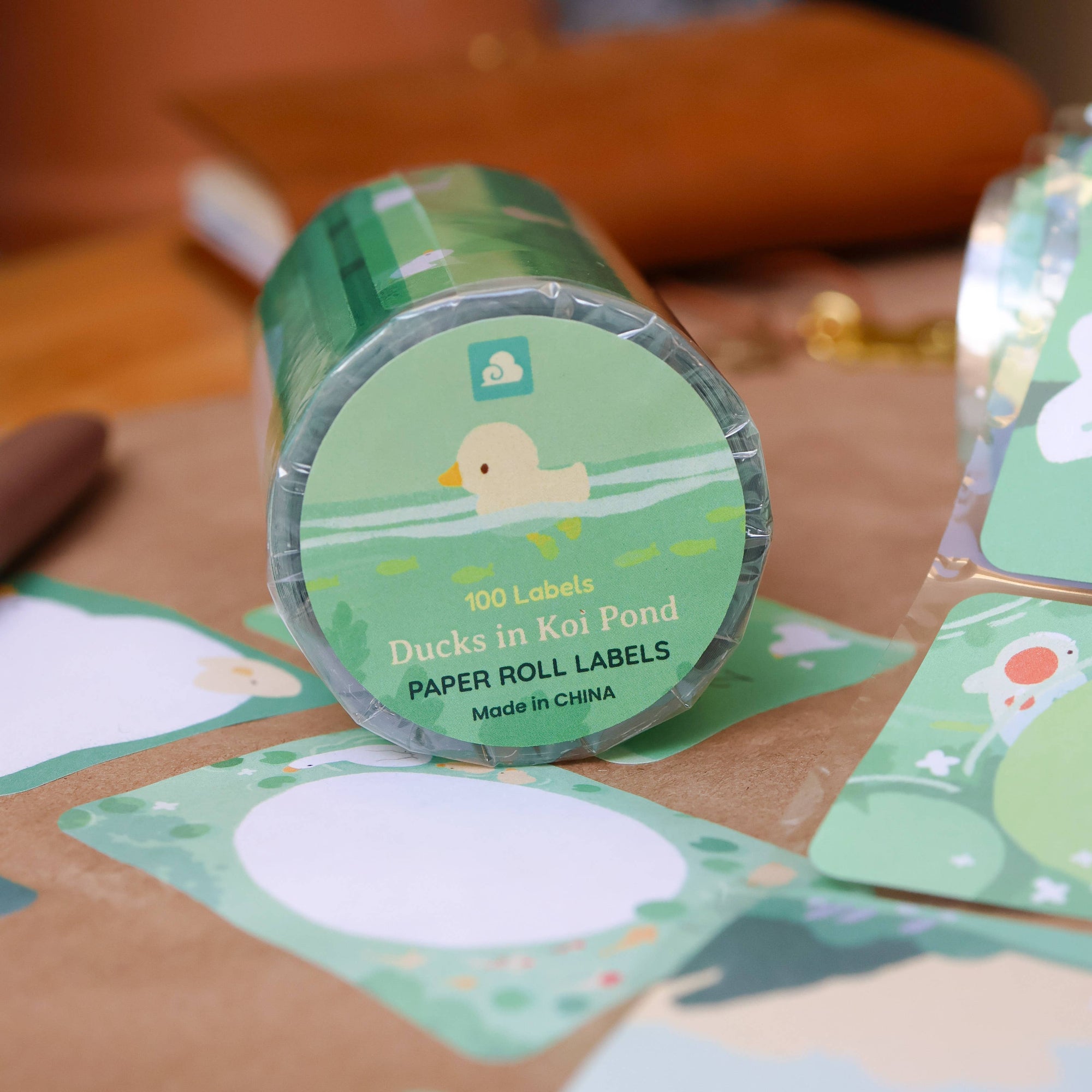 Ducks in Koi Pond Paper Roll Labels