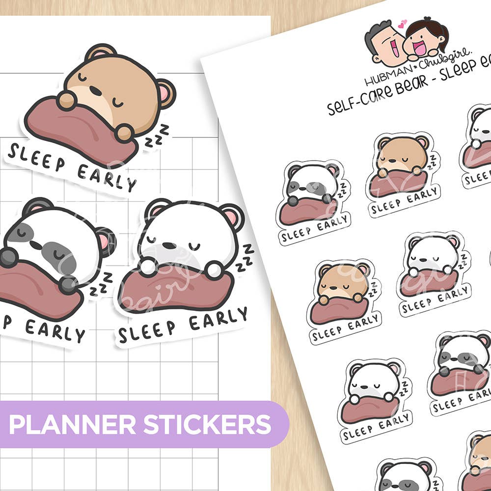 Self-Care Bear - Sleep Early Planner Stickers