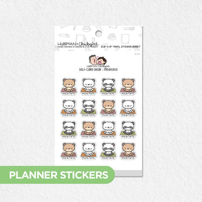 Self-Care Bear - Meditate Planner Stickers