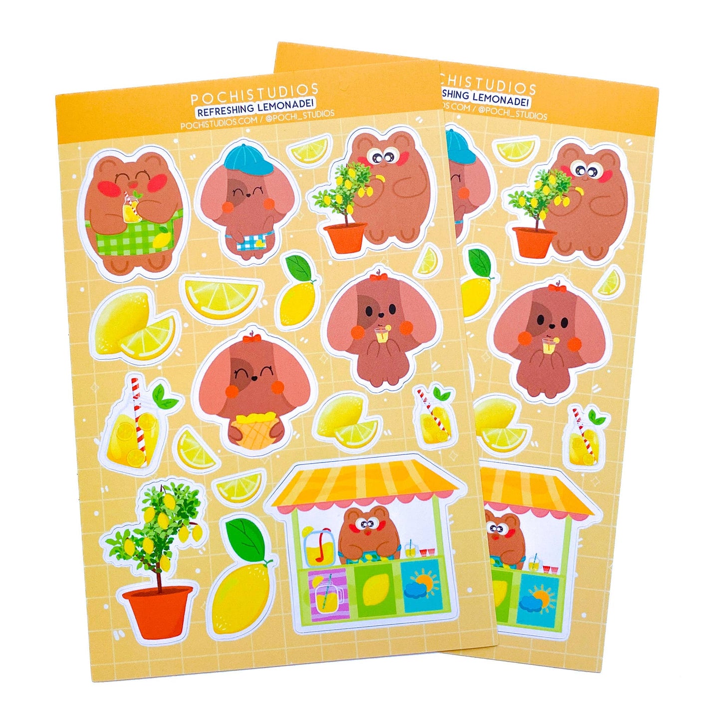 Refreshing Lemonade Pochi Bear& Puppy Vinyl Sticker Sheet