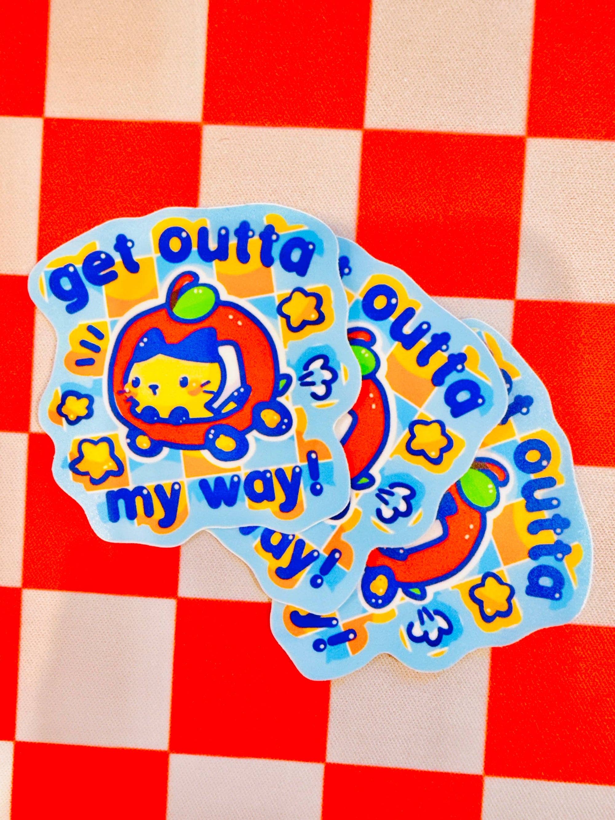Get Outta My Way Apple Cat Sticker