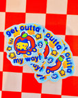 Get Outta My Way Apple Cat Sticker