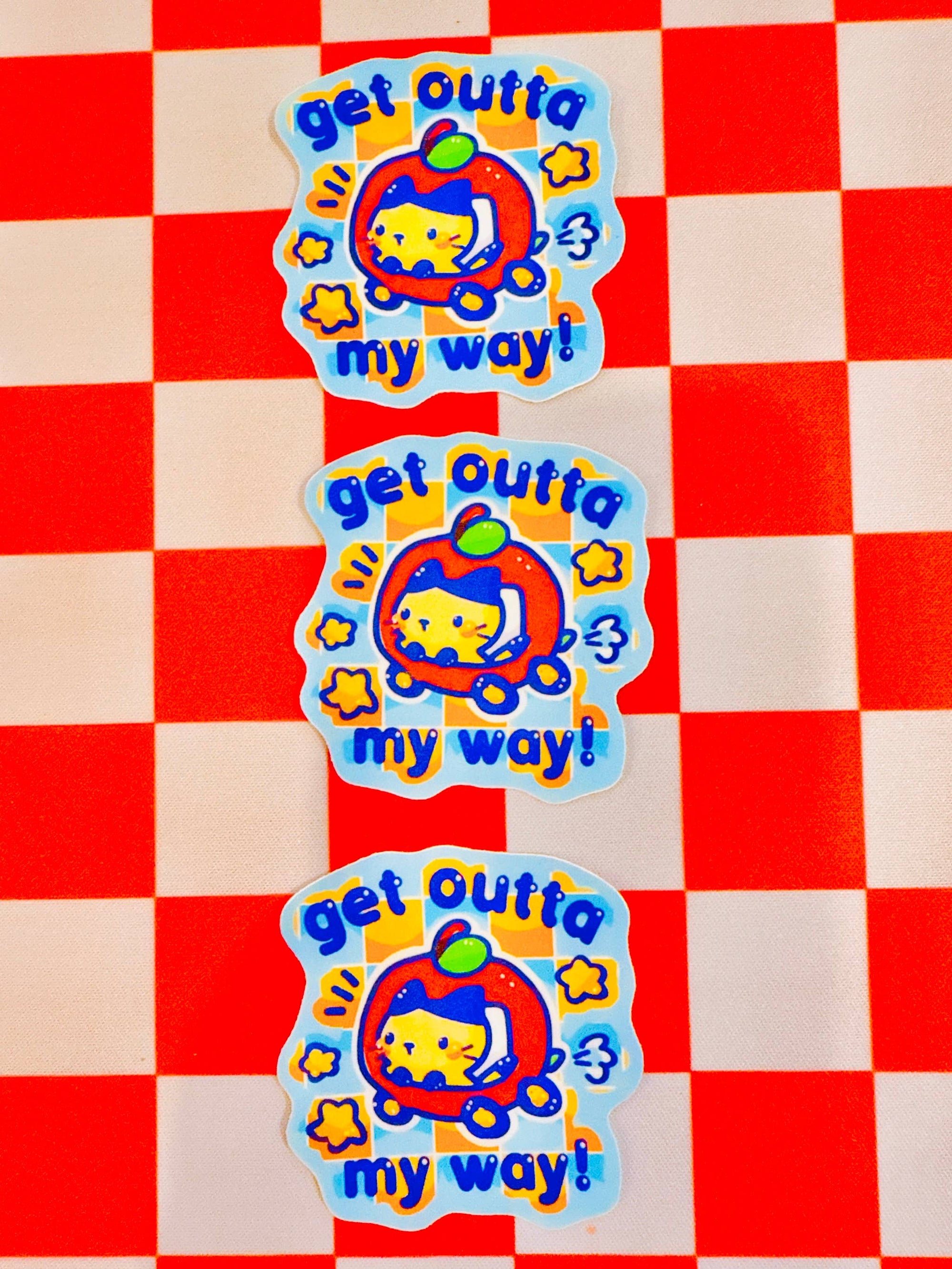 Get Outta My Way Apple Cat Sticker