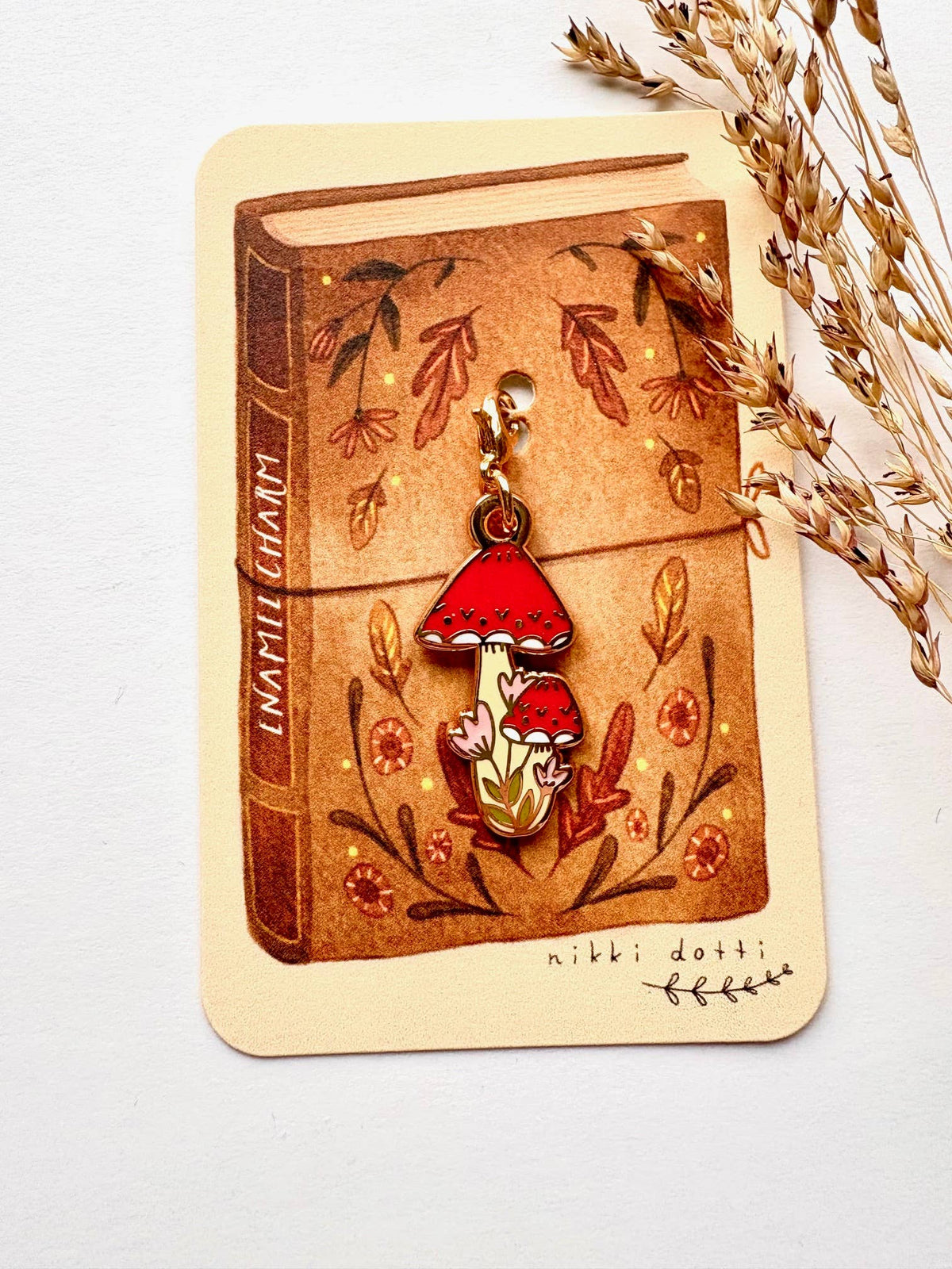 Mushroom Enamel Charm