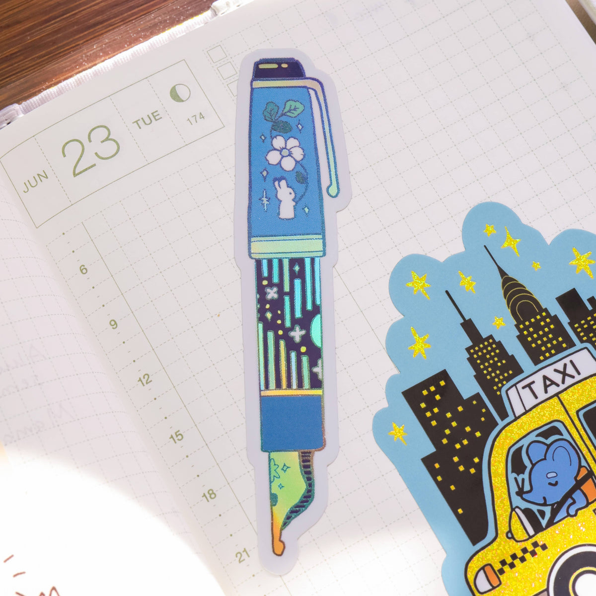 Vinyl Sticker (Holographic) Rabbit Fountain Pen